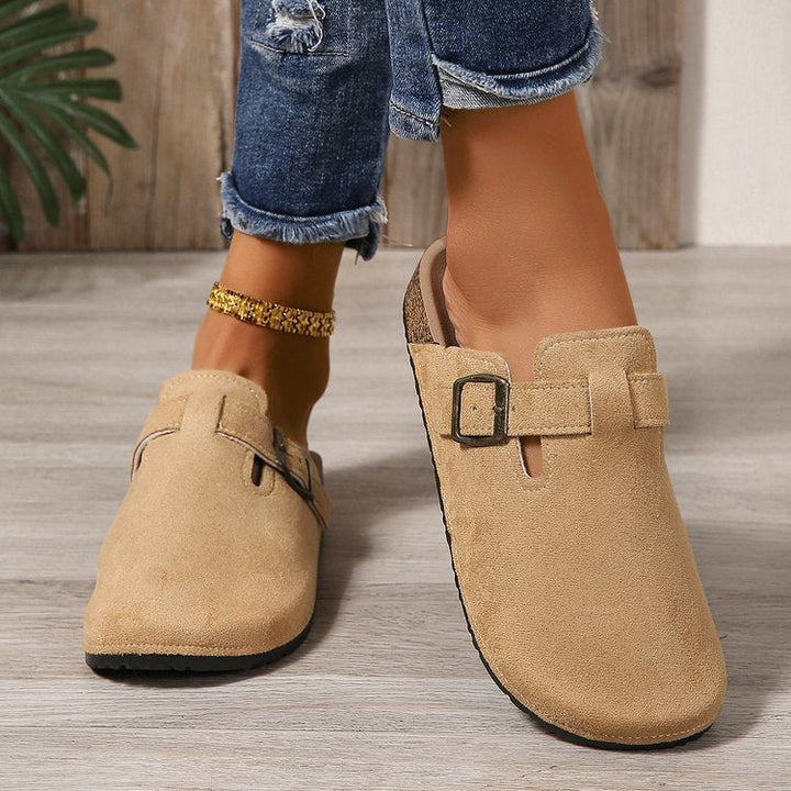 Harper | Elegant And Comfortable Suede Buckle Slip-On Mules