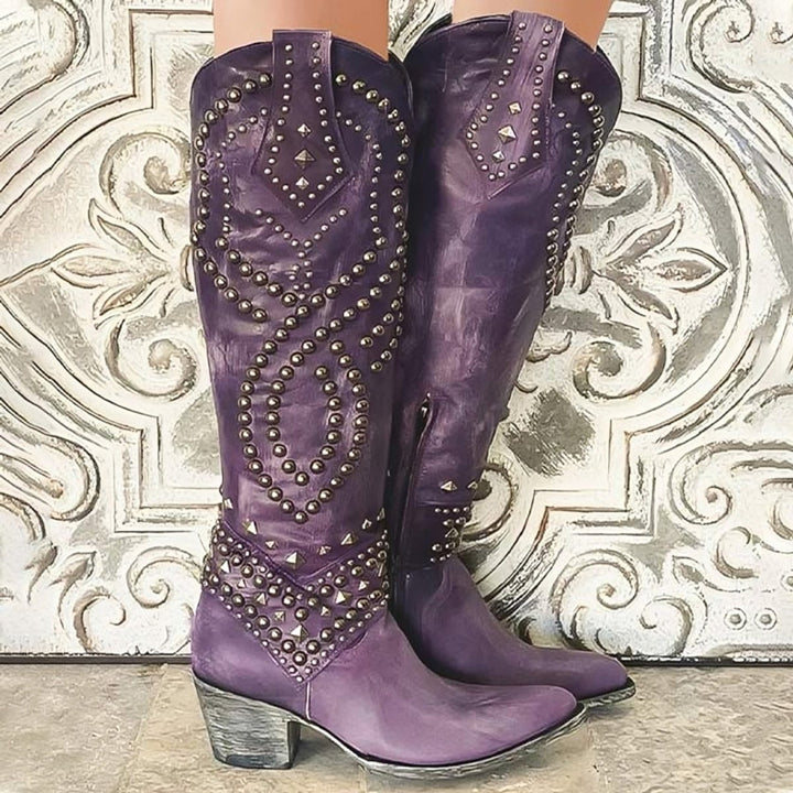 Sierra | Stylish Studded Western Knee High Boots