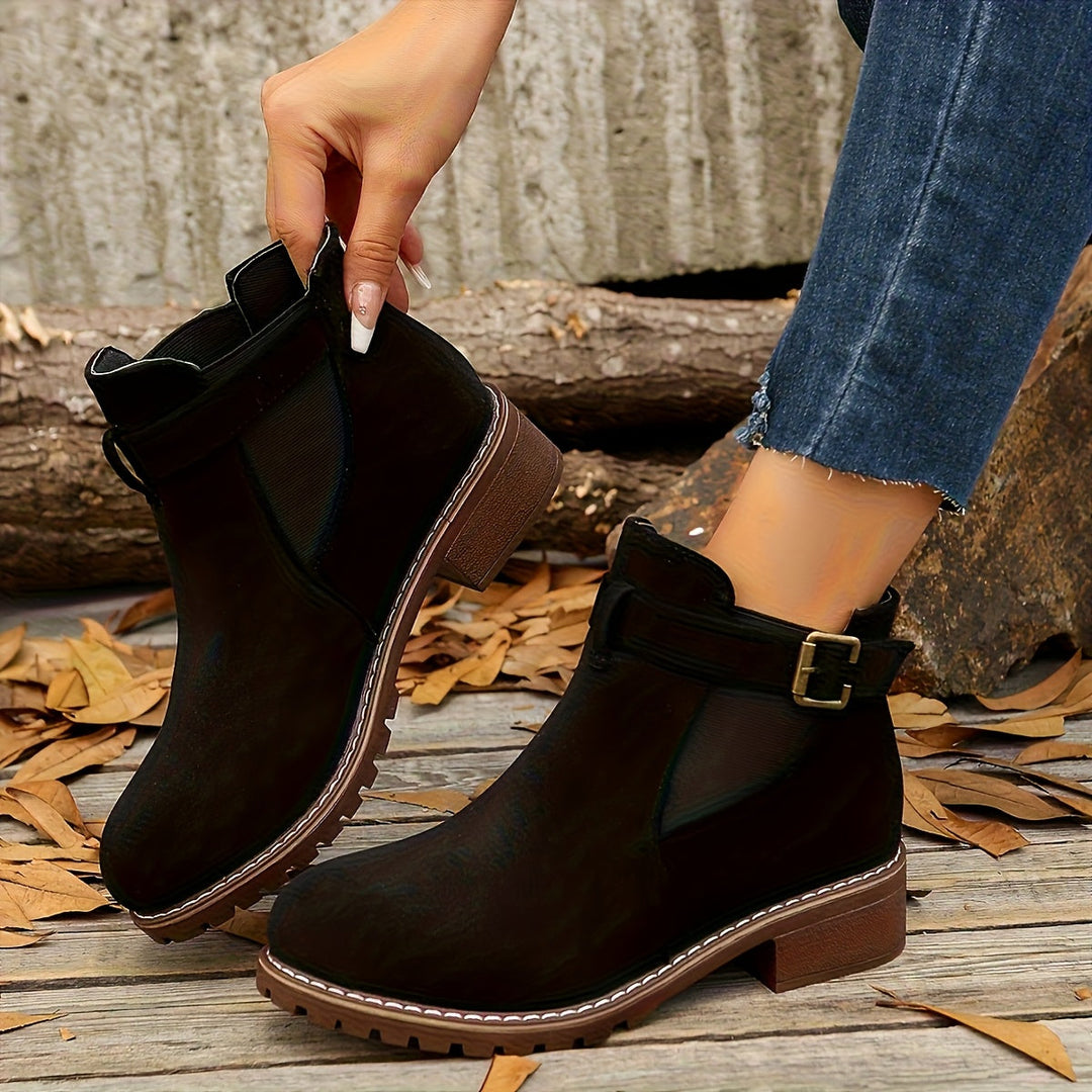 Brigitte | Buckle-Strap Chelsea Ankle Boots