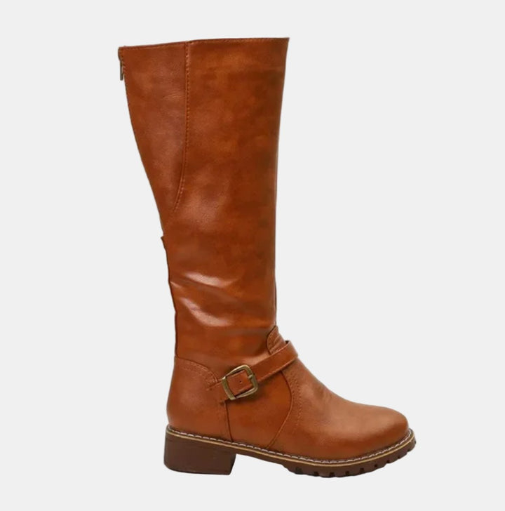 Elena | Elegant Buckle Strap Knee High Boots
