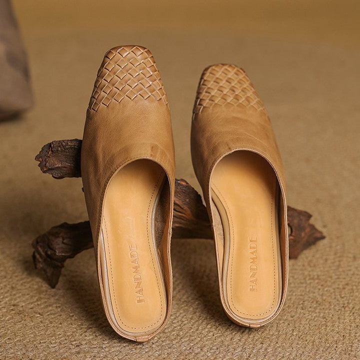 Andrea | Luxurious Leather Woven Slip-On Mules