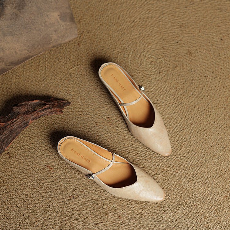 Grace | Elegant Pointed-Toe Leather Mary Jane Mules