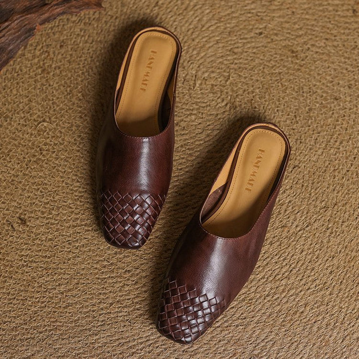 Andrea | Luxurious Leather Woven Slip-On Mules
