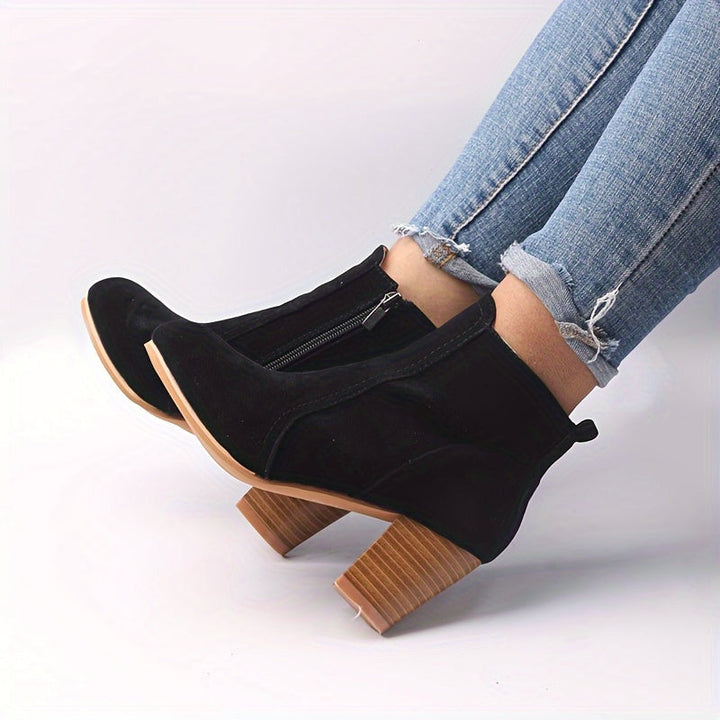 Kezia | Elegant Stacked Block-Heel Ankle Boots