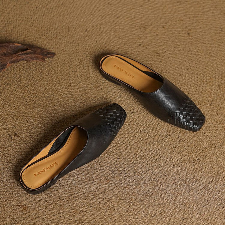 Andrea | Luxurious Leather Woven Slip-On Mules