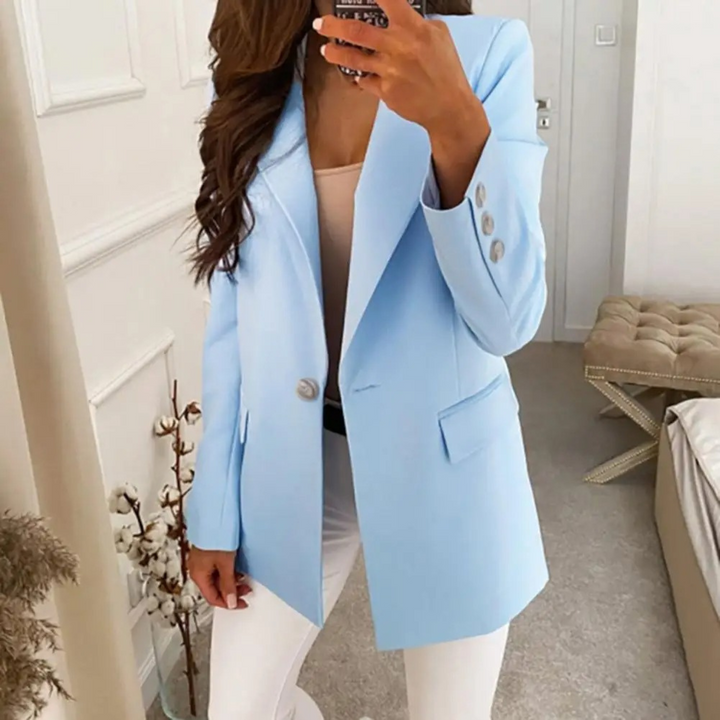 Angela | Eleganter Blazer in Uni-Farbe mit einem Knopf