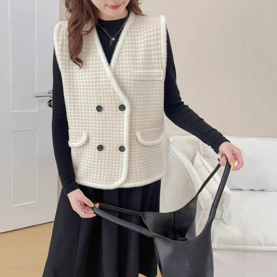 Ursula | Elegant And Sophisticated Double Breasted Textured Vest
