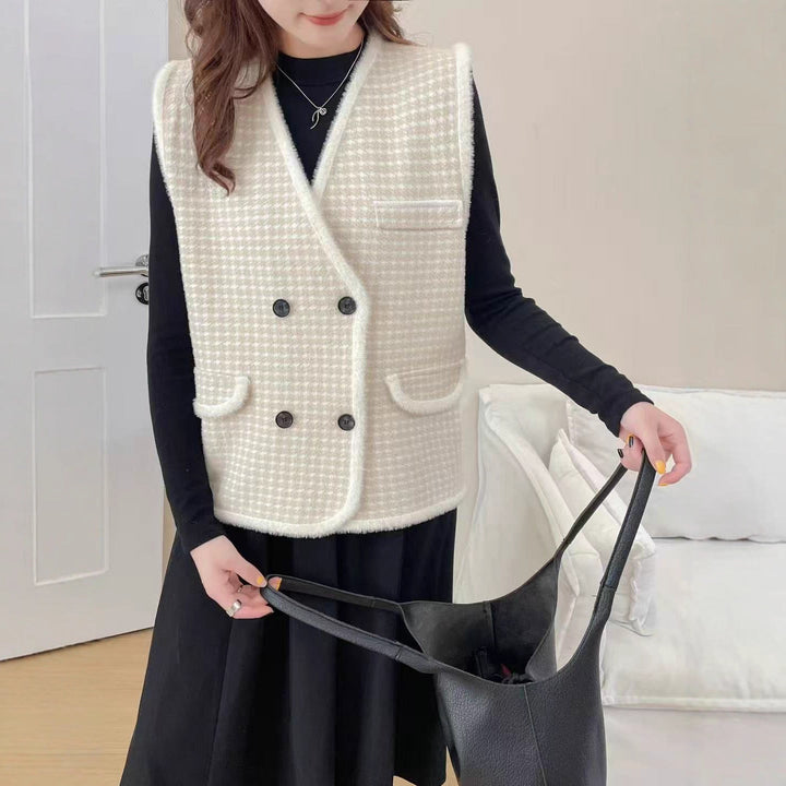 Ursula | Elegant And Sophisticated Double Breasted Textured Vest