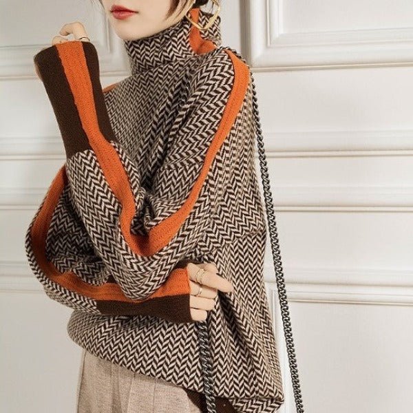 Clara | Sweaters – Modern Striped Turtleneck Design