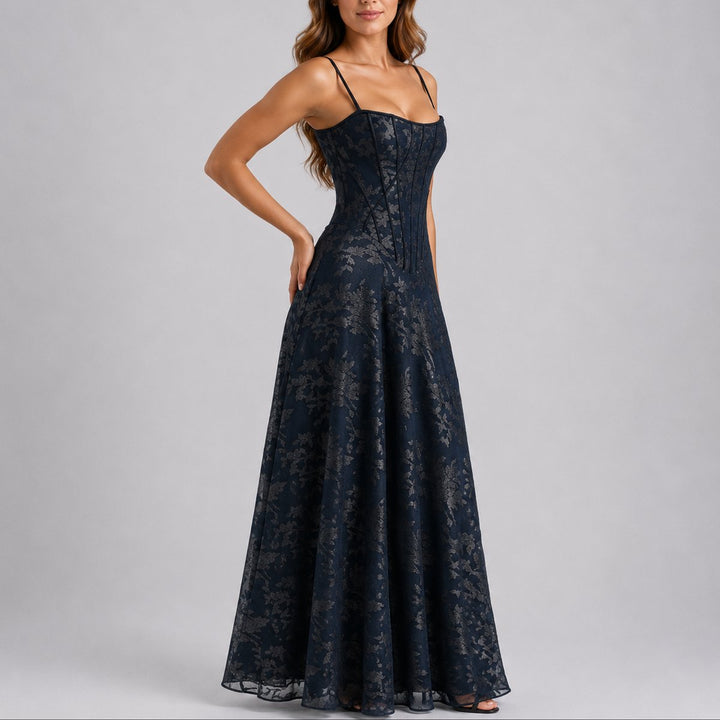 Charlotte | Fall Wedding Floral Corset Maxi Dress