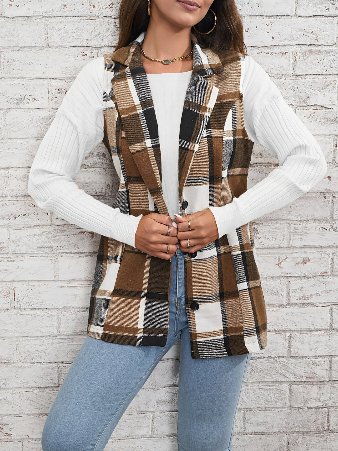 Victoria | Sophisticated And Cozy Plaid Longline Vest