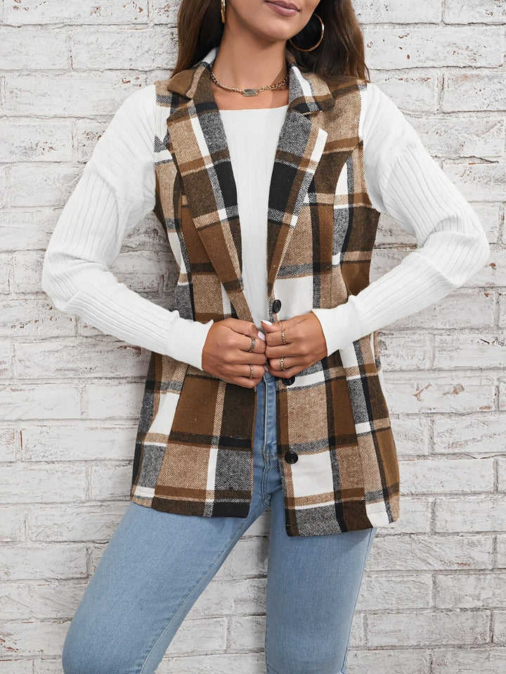 Victoria | Sophisticated And Cozy Plaid Longline Vest