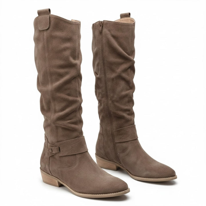 Laura | Stylish Ankle Strap Slouchy Knee High Boots