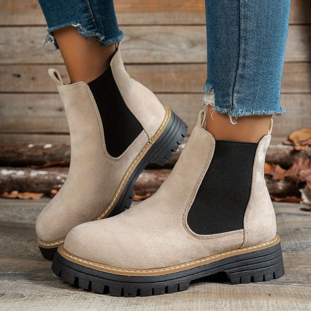 Megan | Stylish Chelsea Platform Ankle Boots With Lug Soles