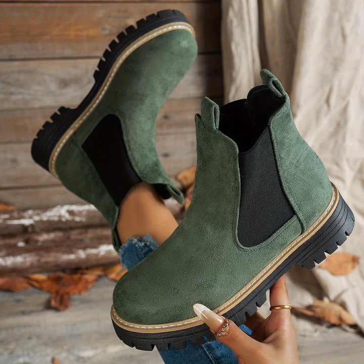 Megan | Stylish Chelsea Platform Ankle Boots With Lug Soles