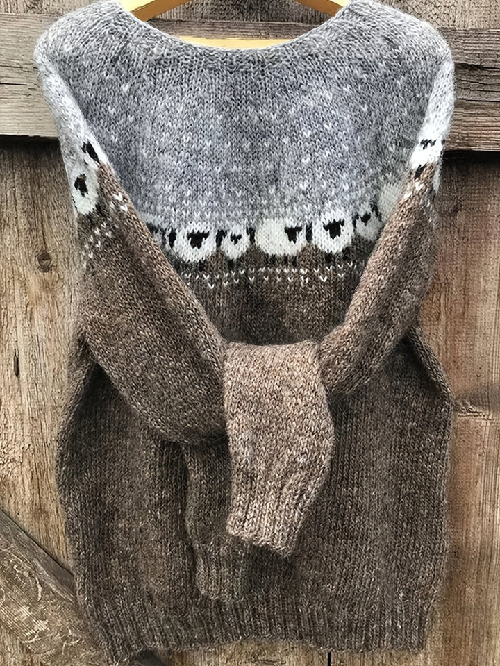 Jovian | Chunky Knit Sweater with Sheep Jacquard Design