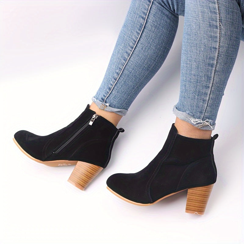 Kezia | Elegant Stacked Block-Heel Ankle Boots