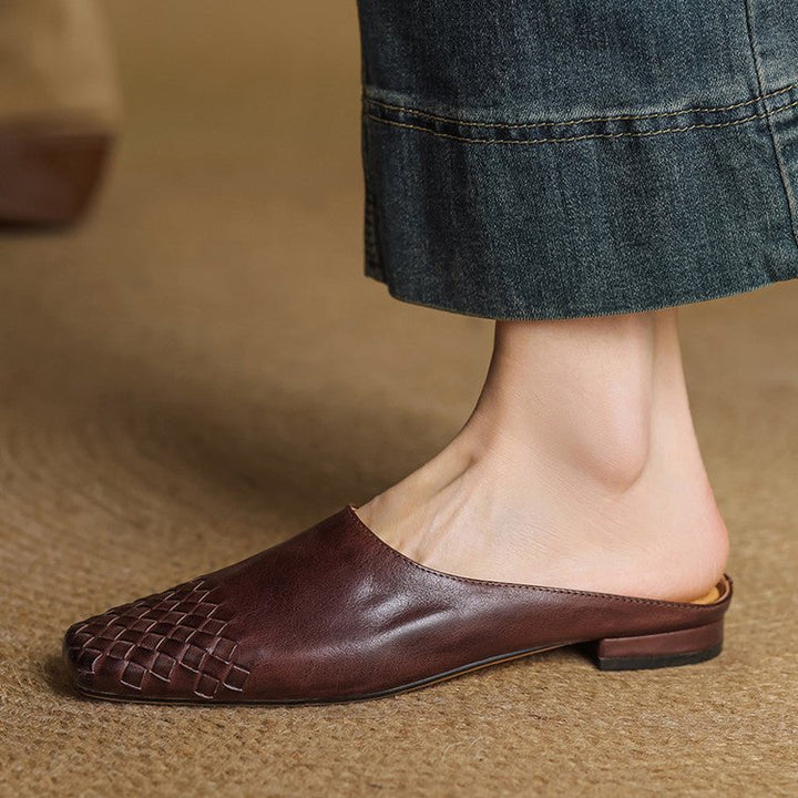 Andrea | Luxurious Leather Woven Slip-On Mules
