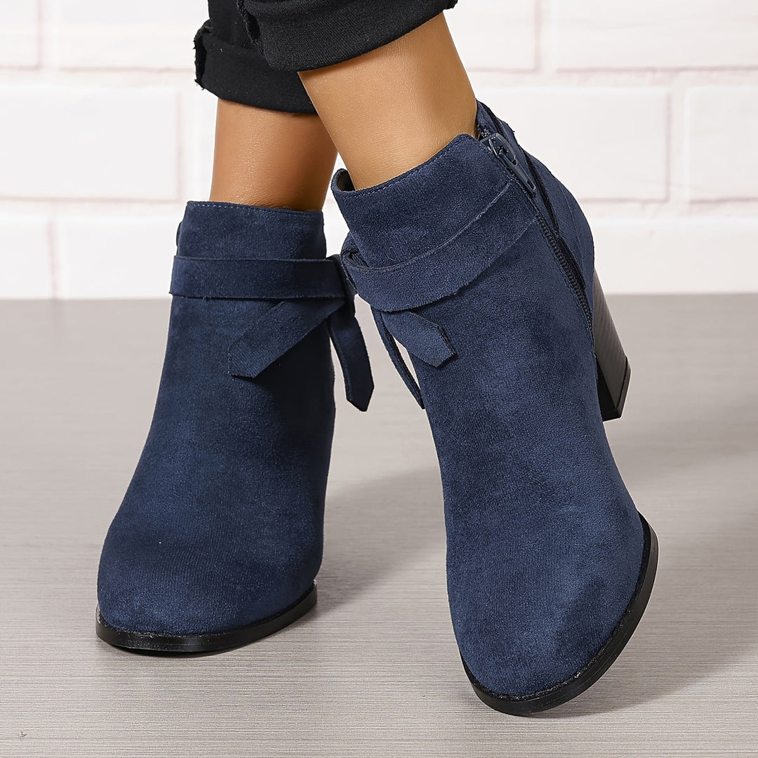 Heloise | Block Heel Ankle Boots with Bow Detail for Women