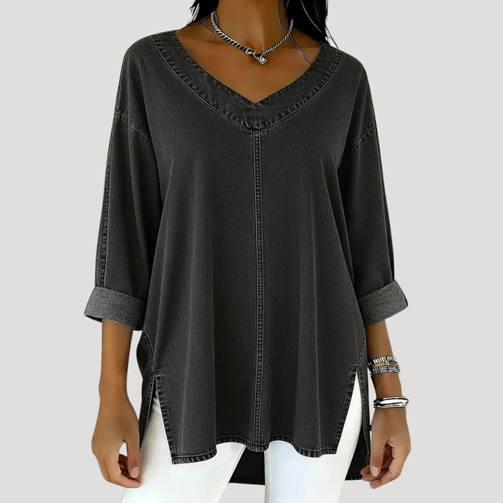 Harper | Elegant And Relaxed V-Neck Longline Tunic Top