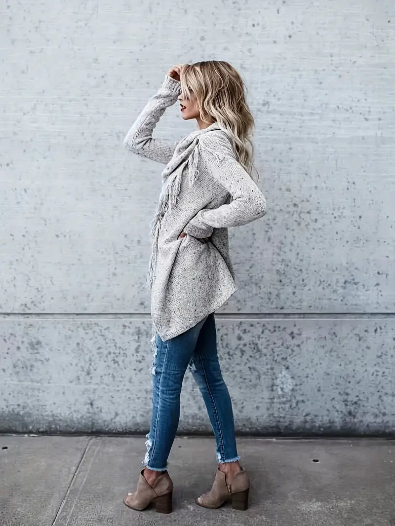 Jorja | Cozy Fringe Collar Tunic Sweater