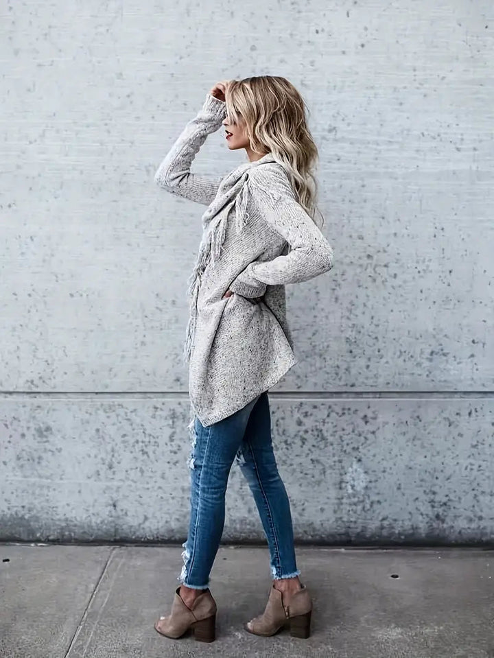 Jorja | Cozy Fringe Collar Tunic Sweater