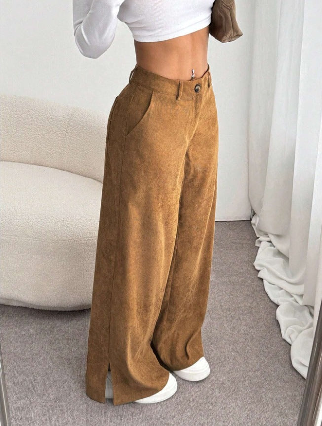 Clara | Elegant High-Waist Wide Leg Slit Pants