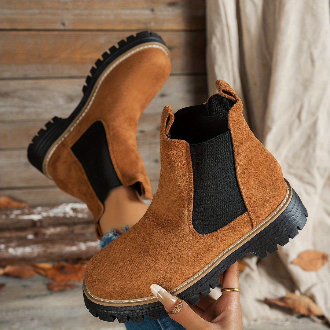 Megan | Stylish Chelsea Platform Ankle Boots With Lug Soles