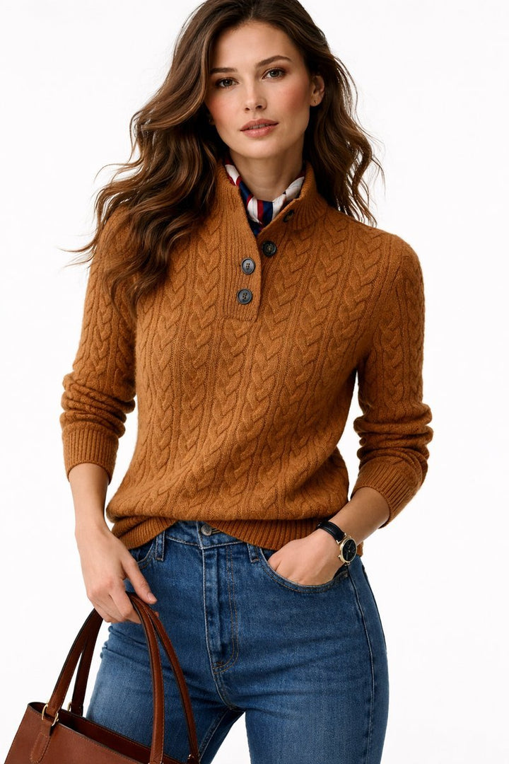 Elisa | Turtleneck Sweater – Classic Cable Knit Style for Women
