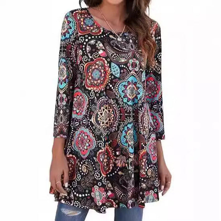 Lydia | Artistic Mandala Print A-Line Tunic Top