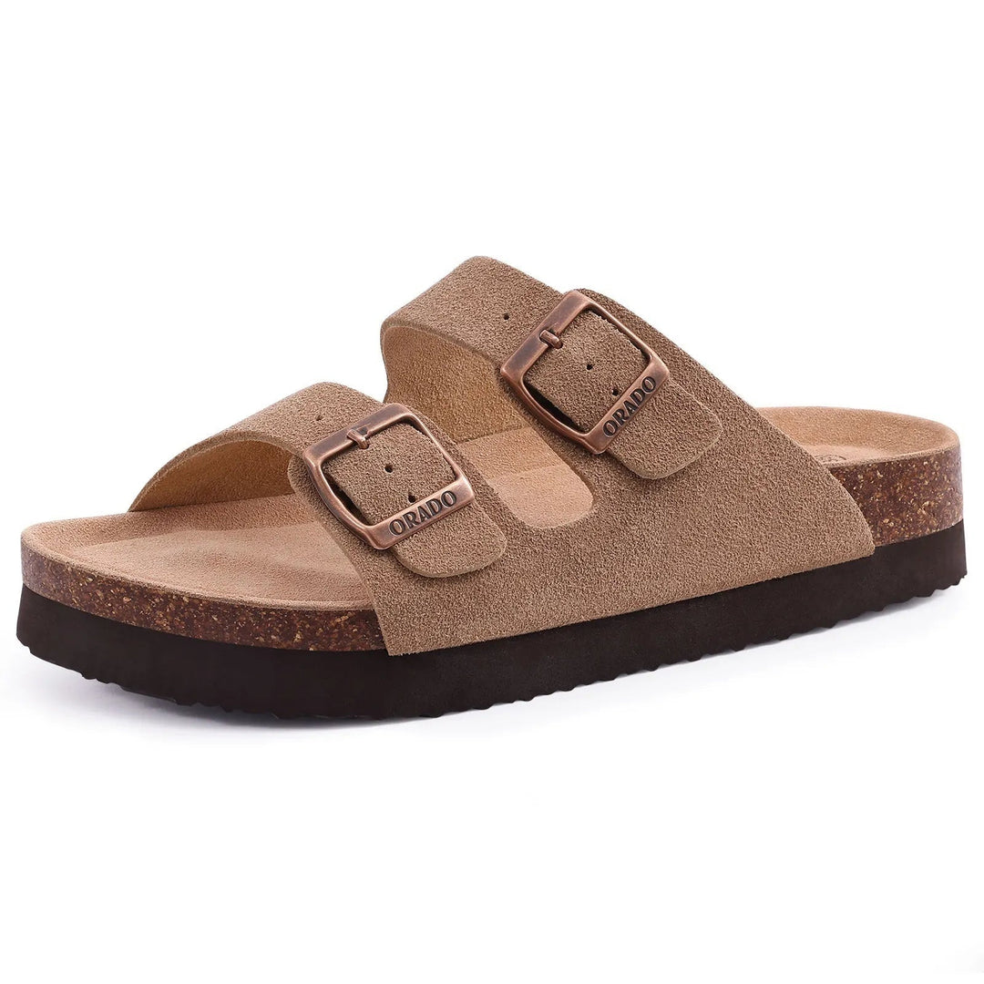 Claire | Elegant And Comfortable Suede Cork Sole Mules