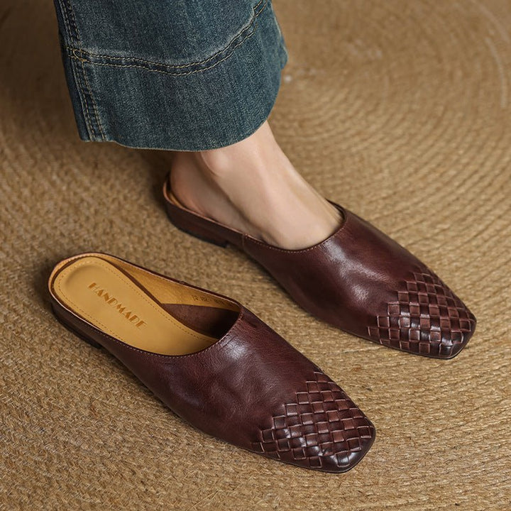 Andrea | Luxurious Leather Woven Slip-On Mules