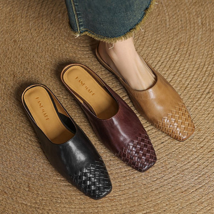 Andrea | Luxurious Leather Woven Slip-On Mules