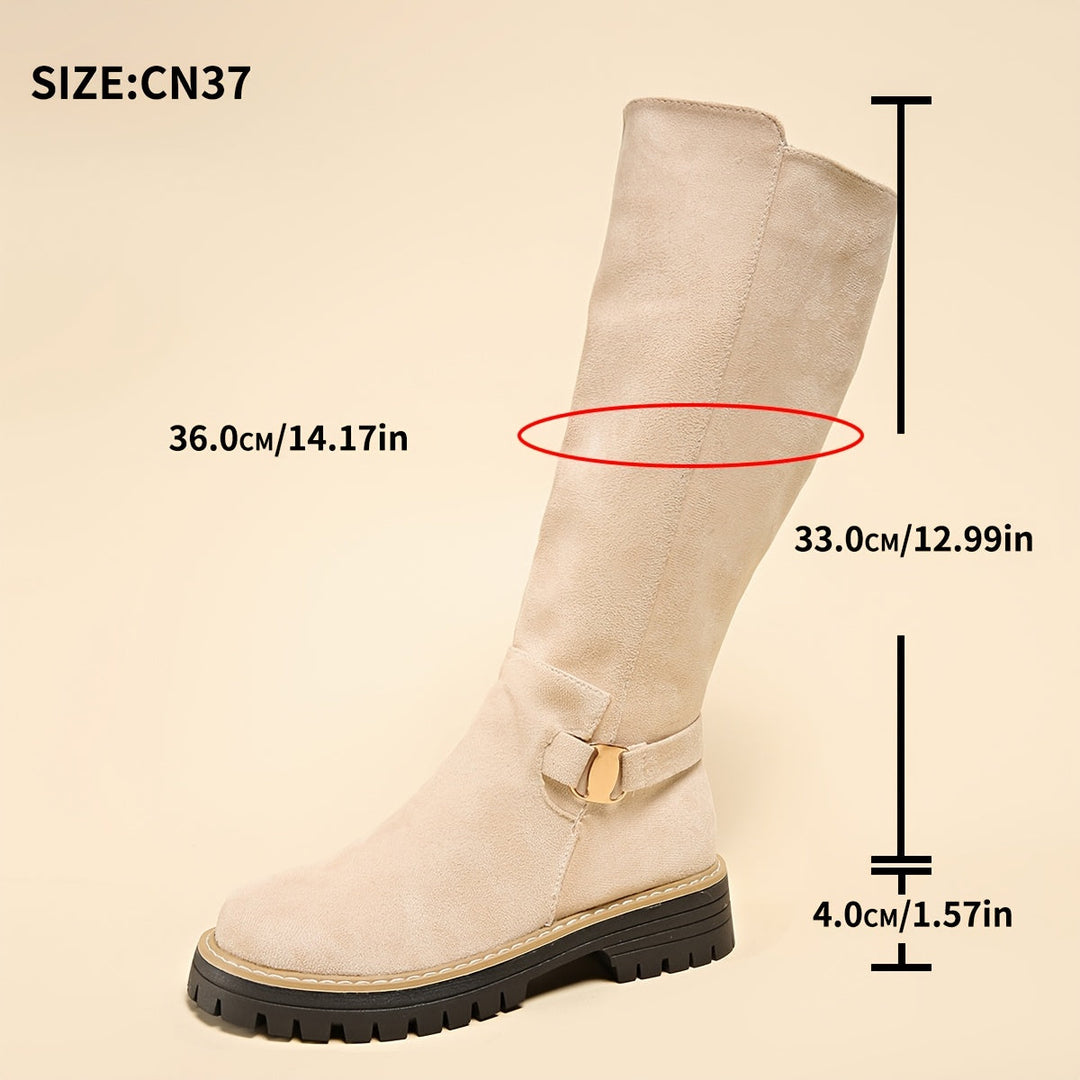 Sable | Comfortable Low Block Heel Knee High Boots