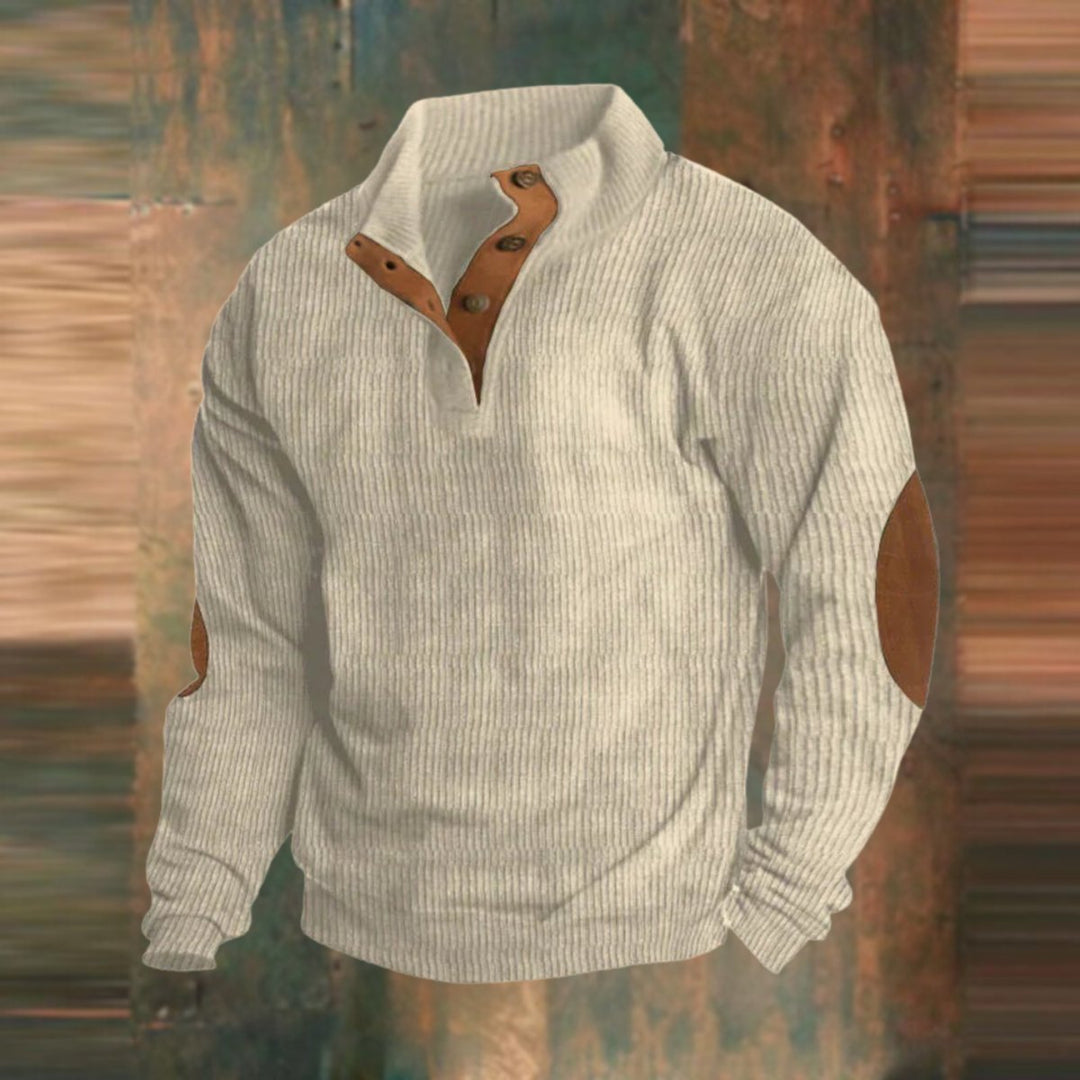 Maverick | Retro Ribbed Pullover with Button Collar
