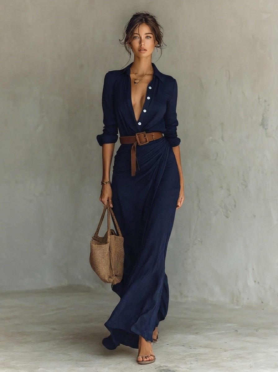 Bethany | Modern And Trendy Belted Long-Sleeved Dress