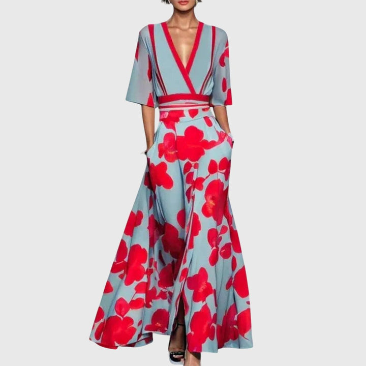 Juliette | Floral Long-Sleeved Dress with Elegant Wrap Silhouette