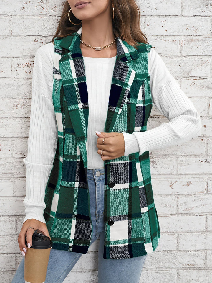 Victoria | Sophisticated And Cozy Plaid Longline Vest