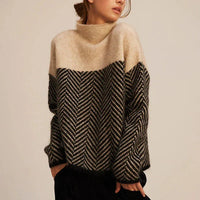 Elena | Elegant And Cosy Chevron Turtleneck Sweater