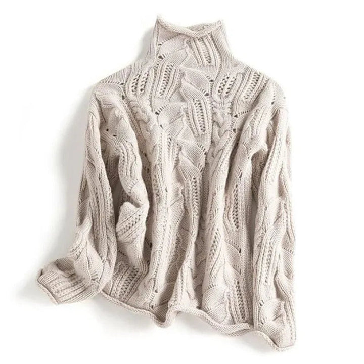 Marie | Turtleneck Knit Sweater with Cable Pattern for Women