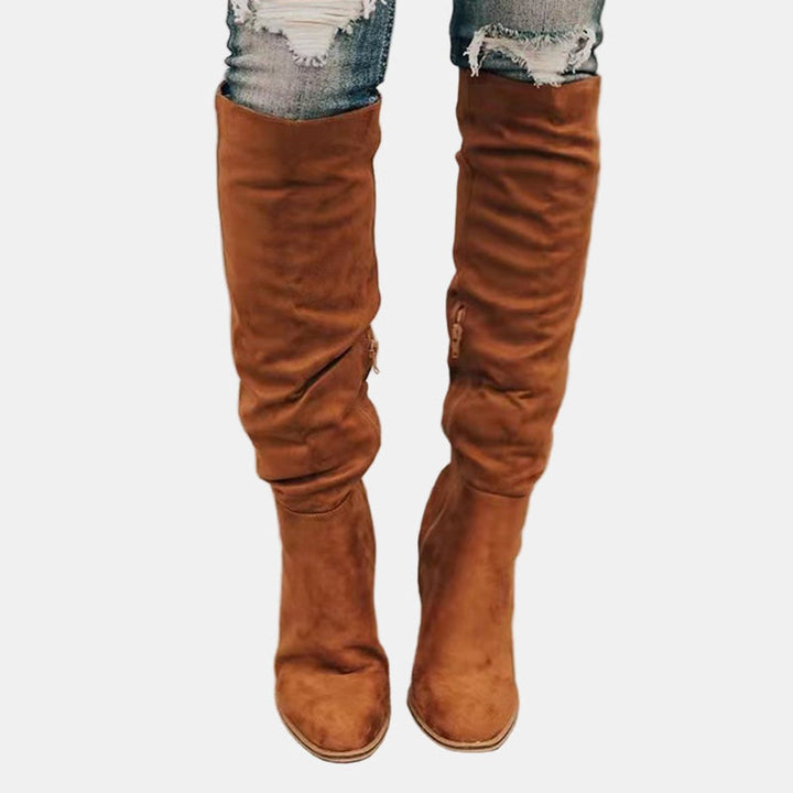 Katrin | Modern Stretch Block Heel Knee High Boots