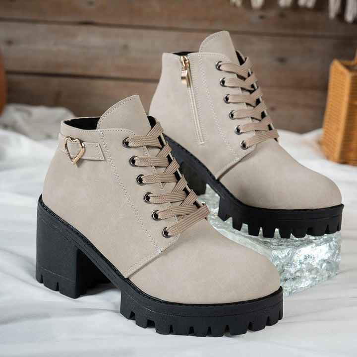 Daniela | Trendy Block-Heel Lace-Up Ankle Boots