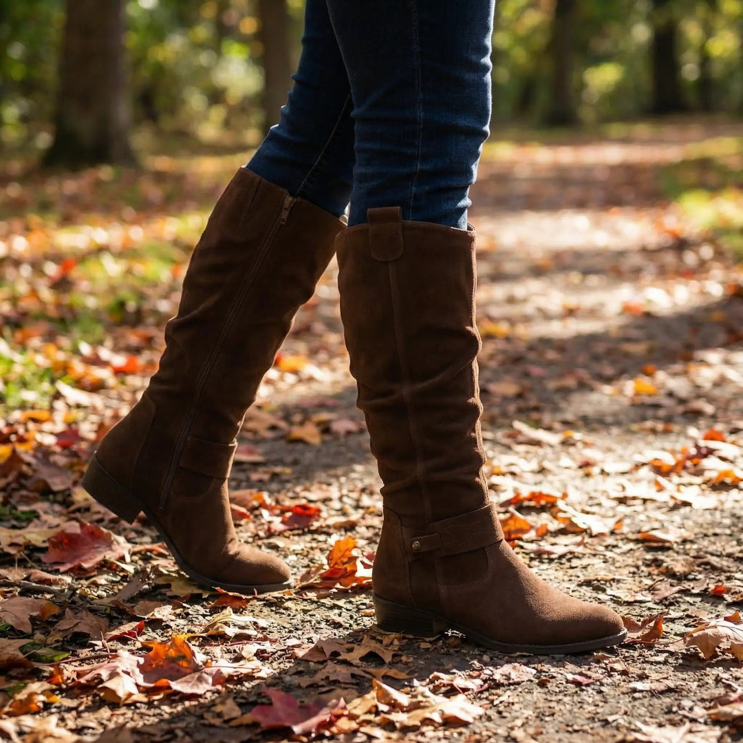 Laura | Stylish Ankle Strap Slouchy Knee High Boots