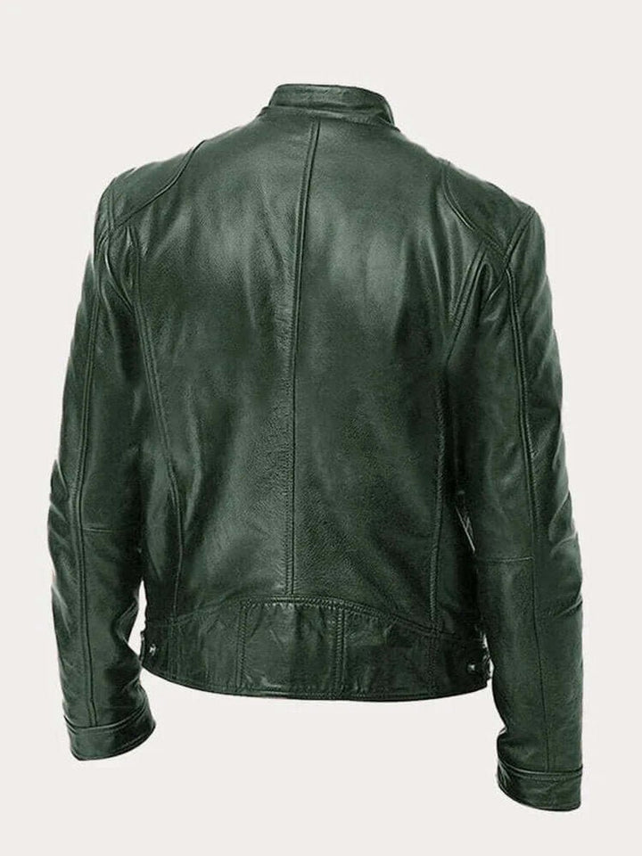 Maverick | Men's Classic Biker Jacket – Real Leather with Stand Collar