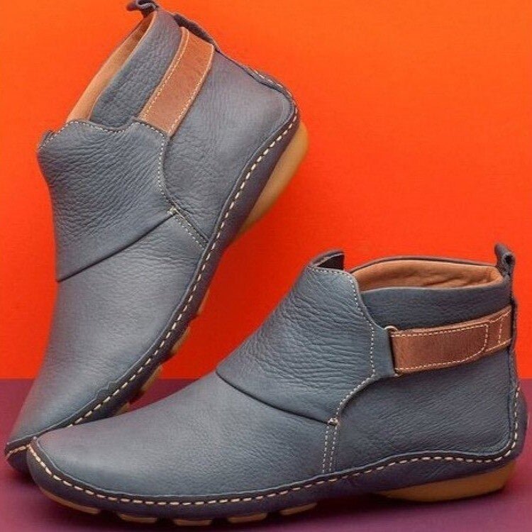 Rebecca | Relaxed Leather Ankle Boots With Adjustable Strap