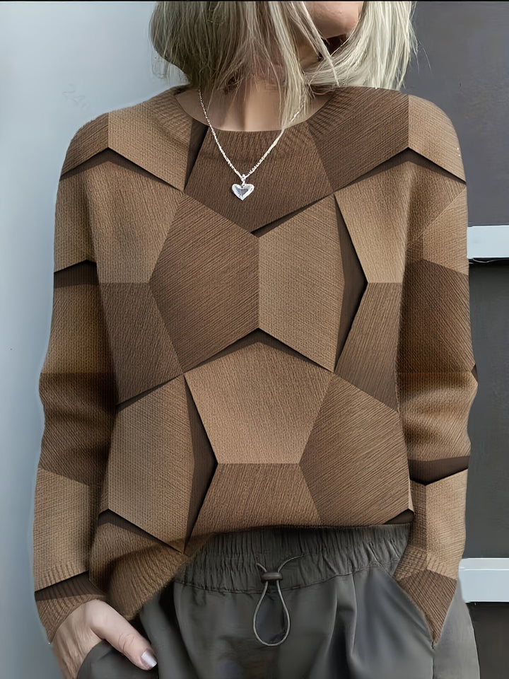 Sanae | Casual Sweater – Trendy Geometric Pattern for Women