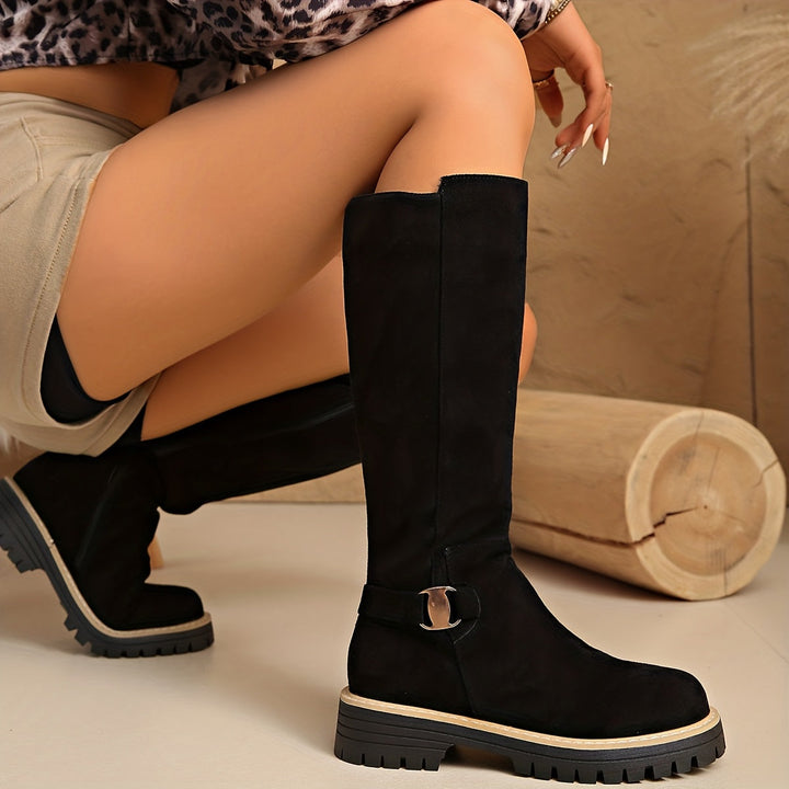 Sable | Comfortable Low Block Heel Knee High Boots