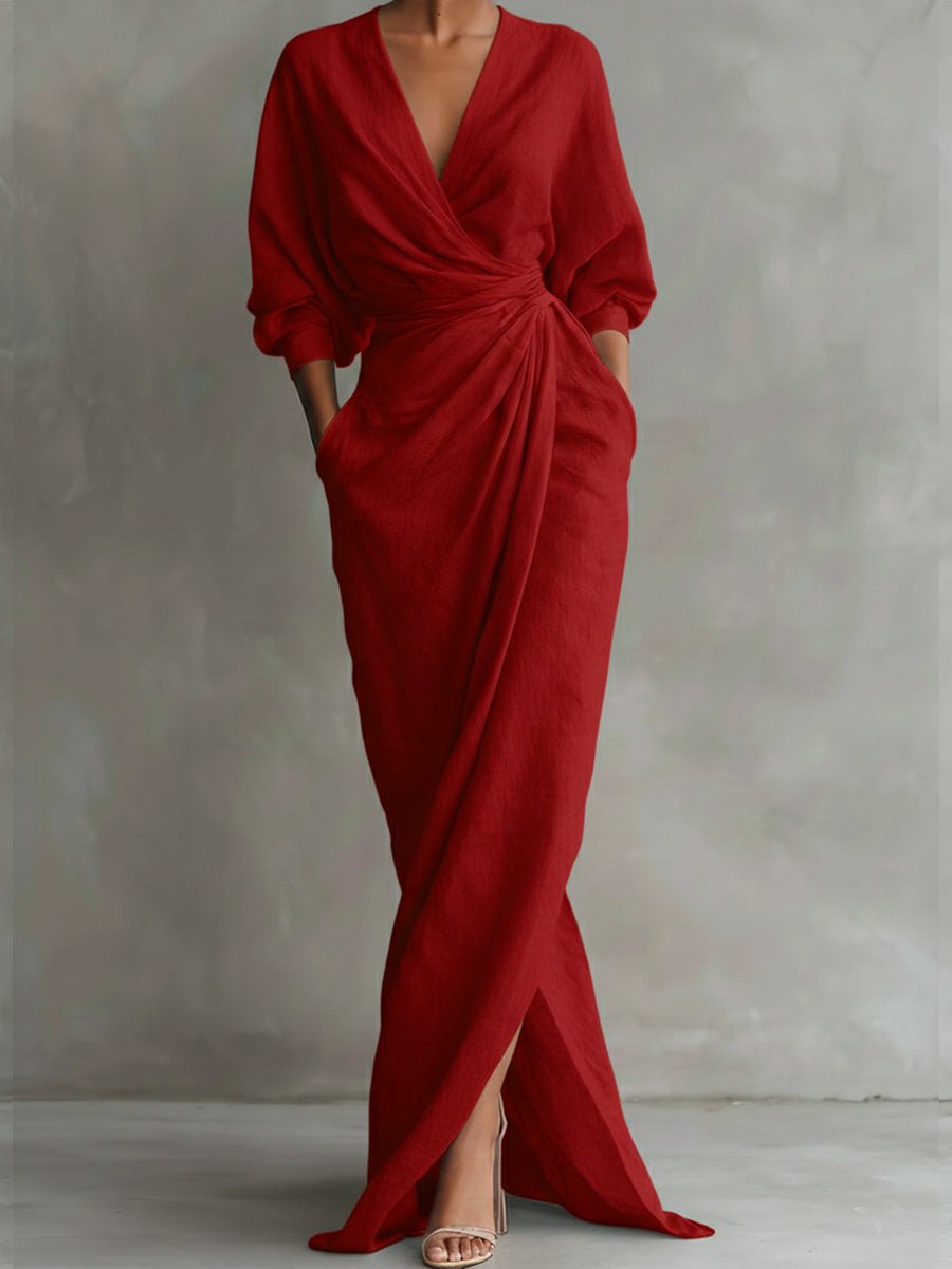 Daisy | Elegant Long-Sleeved Dress with Flattering Wrap Silhouette