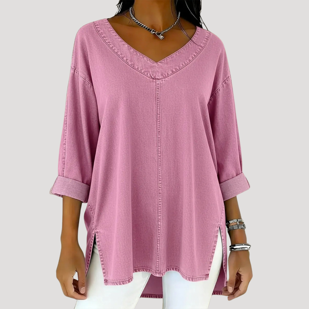 Harper | Elegant And Relaxed V-Neck Longline Tunic Top