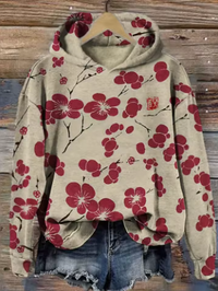 Amelia | Floral Jacquard Knit Hoodie for Autumn